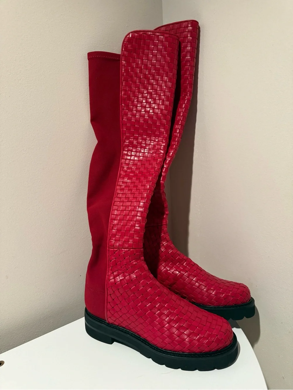 Stuart Weitzman 5050 Lift woven over-the-knee boot size 4B H50N10